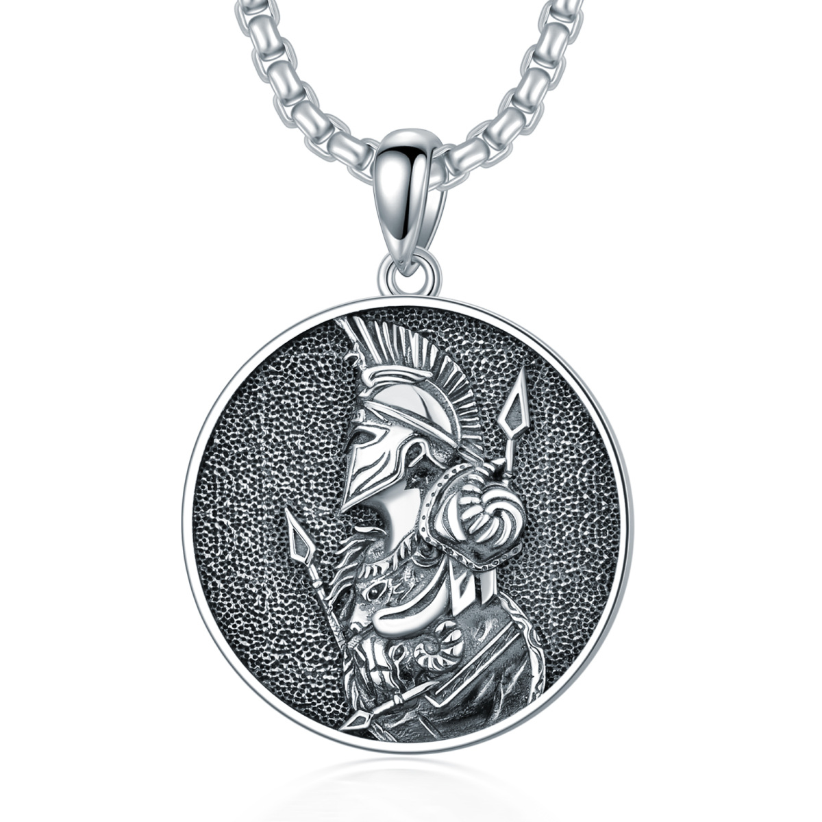 Sterling Silver Spartan Warrior Pendant Necklace for Men-1