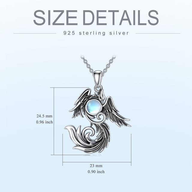 Collier pendentif phénix en argent sterling avec pierre de lune bicolore-4