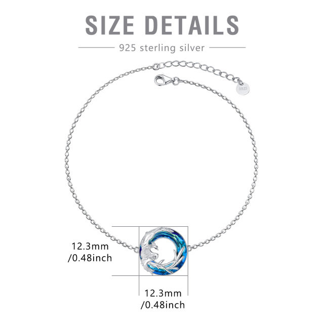 Sterling Silver Circular Shaped Crystal Phoenix Pendant Bracelet-6