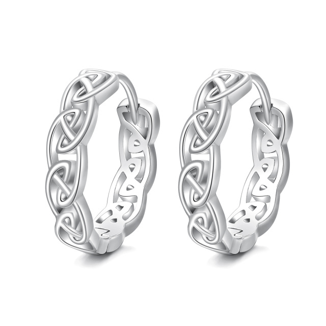 Sterling Silver Celtic Knot Hoop Earrings-1