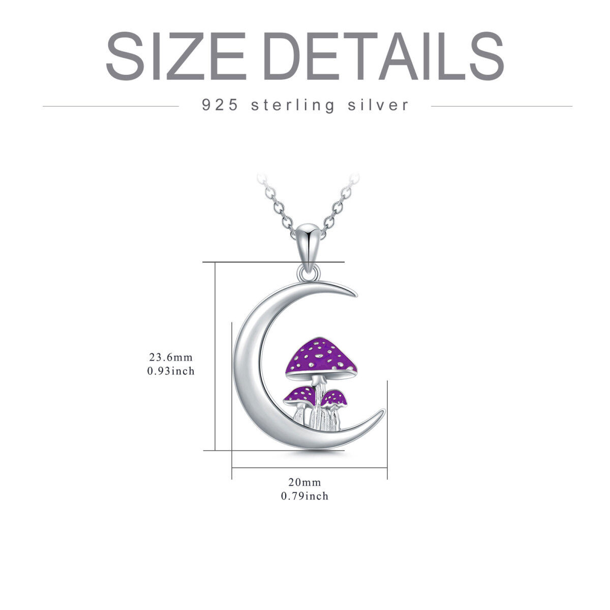 Sterling Silber Pilz & Mond Anhänger Halskette -4