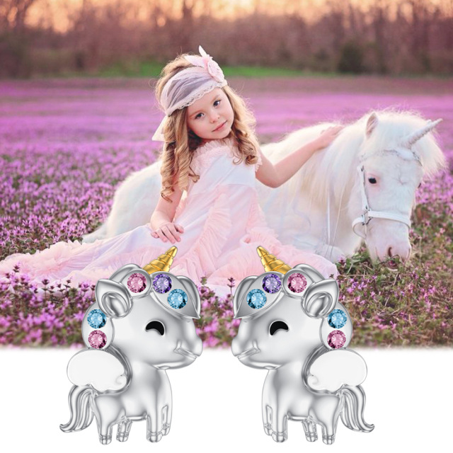 Pendientes de unicornio para niñas Joyería de unicornio de plata de ley 925 Regalos de unicornio para niñas Mujeres Hija-6