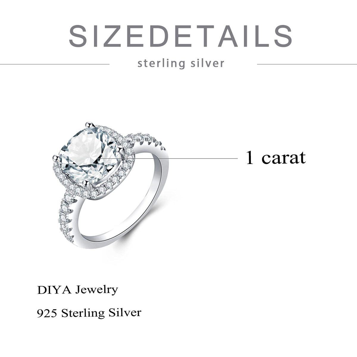 Sterling Silver Circular Shaped Moissanite Round Wedding Ring-6