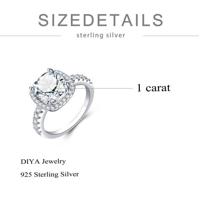 Sterling Silver Circular Shaped Moissanite Round Wedding Ring-5