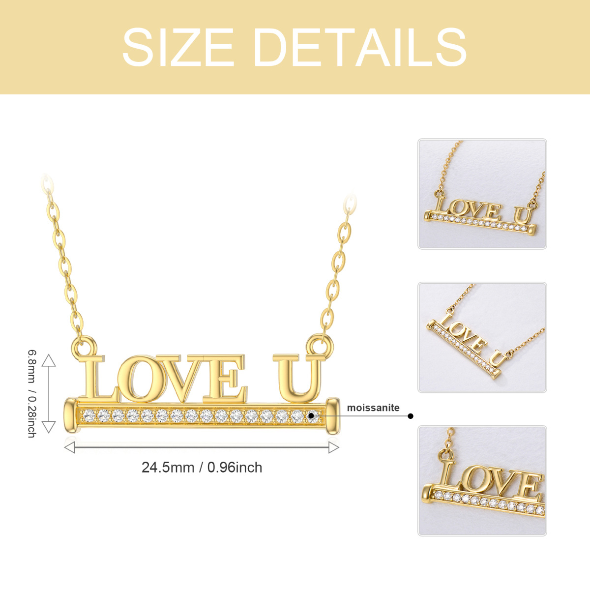 14K Gold Moissanite Personalized Initial Letter Pendant Necklace-6
