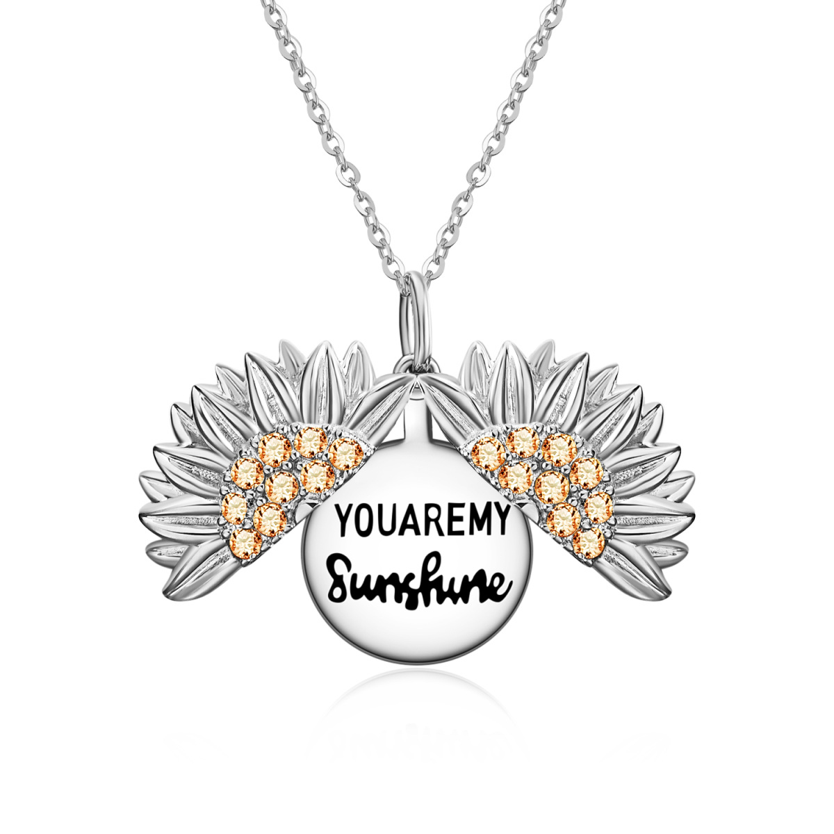Collier tournesol You are My Sunshine en argent sterling or rose-1