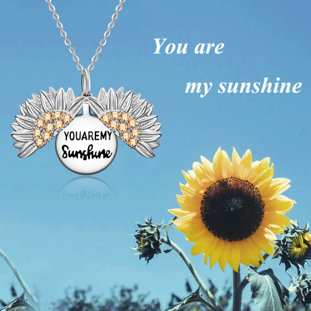 Collar de girasol You are My Sunshine en plata de ley con oro rosa-3