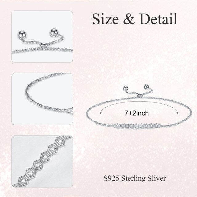Sterling Silver Lab Created Diamond Chain Bracelet-4
