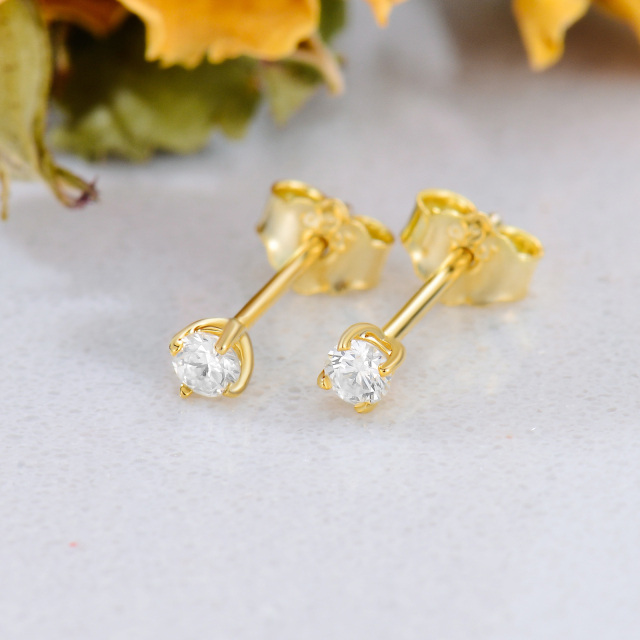 10K Gold Diamond Round Stud Earrings-2