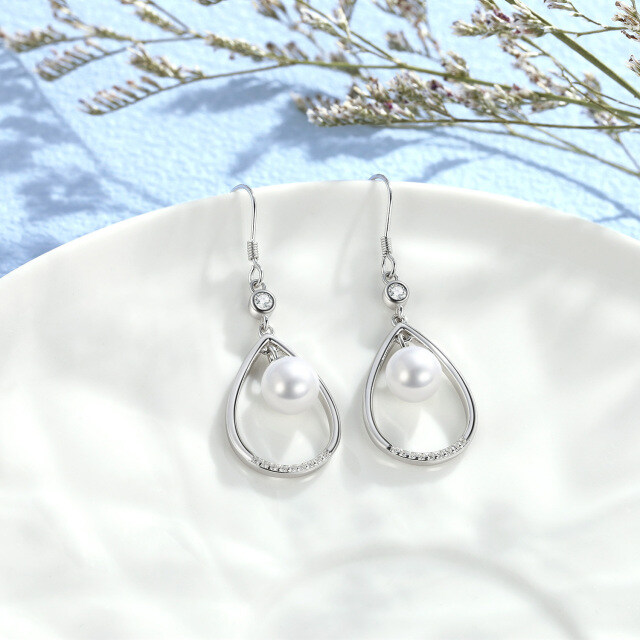 Teardrop and Pearl Drop Dangle Earrings for Women 925 Sterling Silver-2