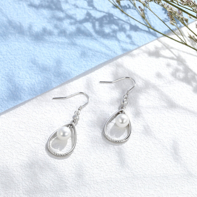 Boucles d'oreilles pendantes en forme de larme et de perle pour femme en argent sterling 925-3