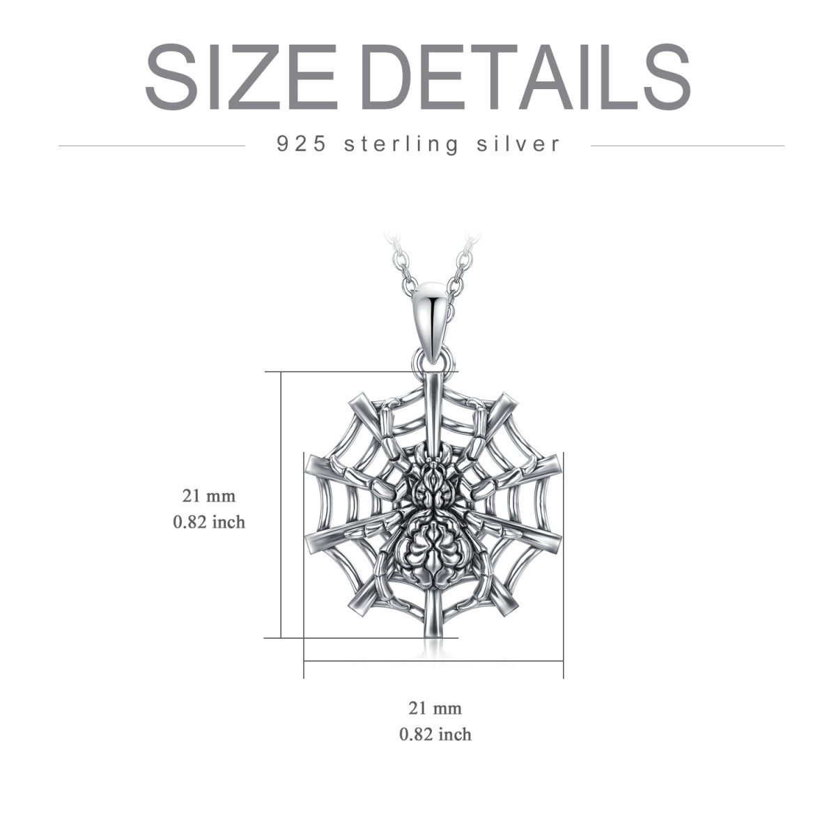 Sterling Silver Spider Pendant Necklace-6