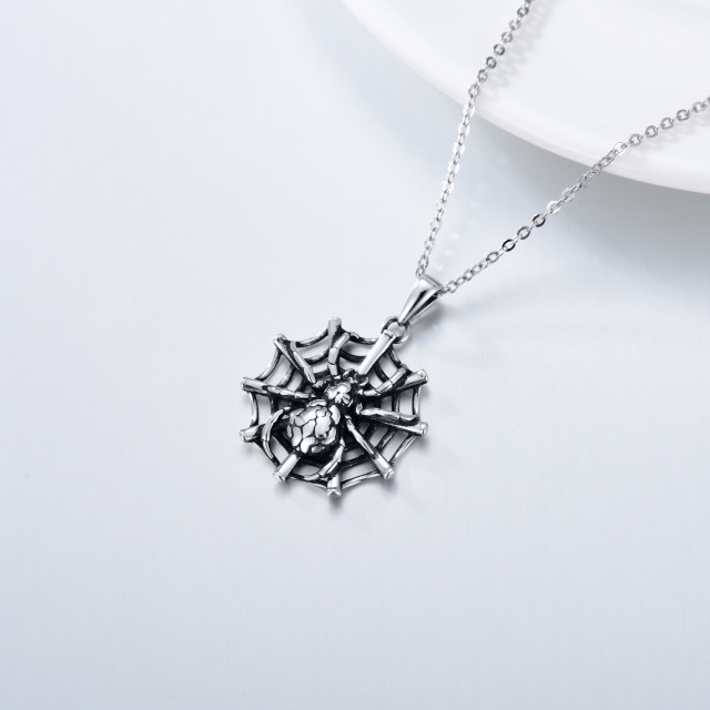 Sterling Silver Spider Pendant Necklace-3