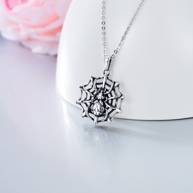 Sterling Silver Spider Pendant Necklace-2