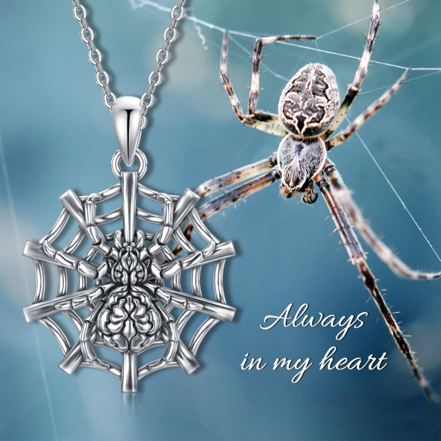Sterling Silver Spider Pendant Necklace-5