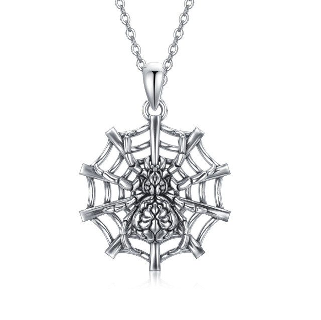 Sterling Silver Spider Pendant Necklace-1