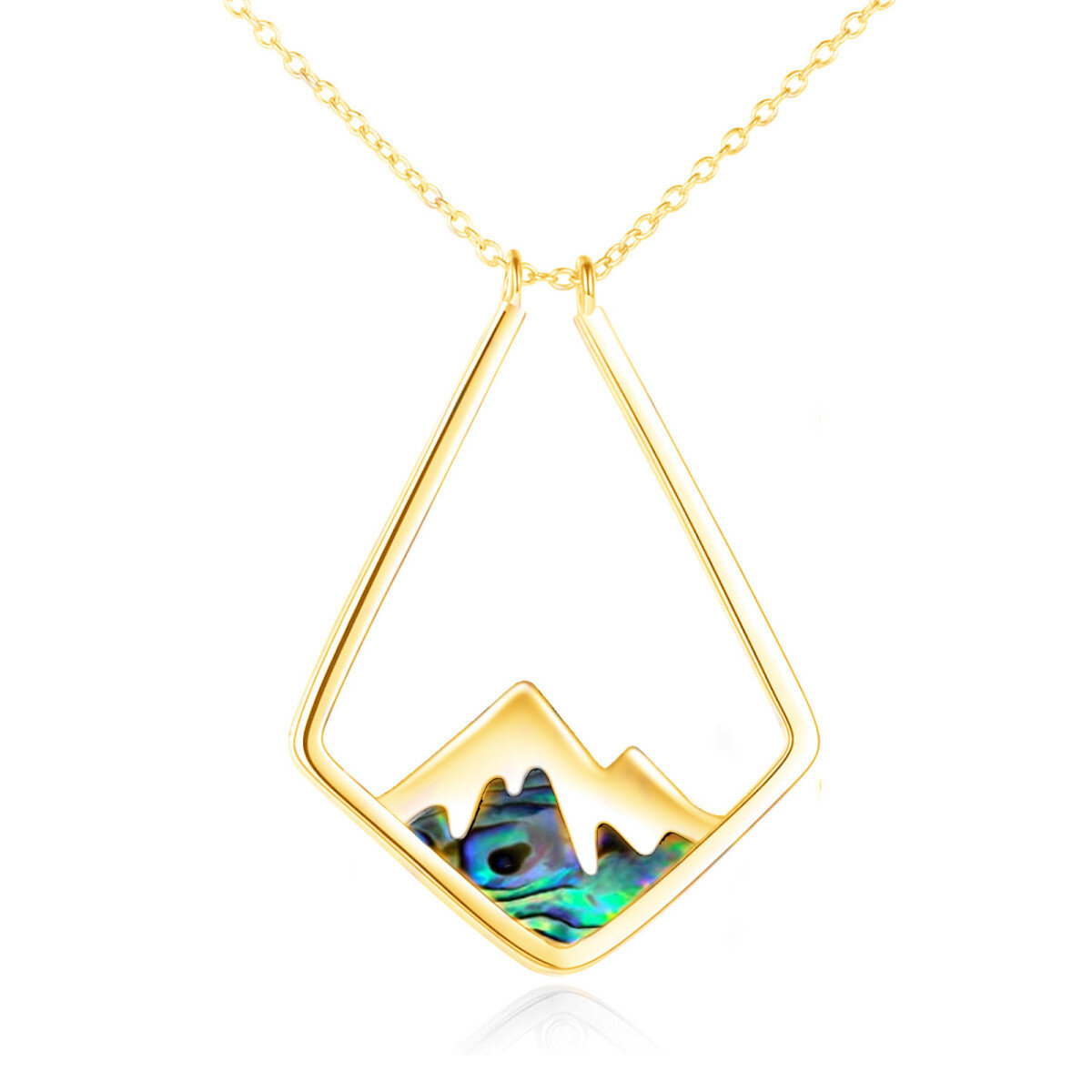 Sterling Silver with Yellow Gold Plated Abalone Shellfish Mountains & Ring Holder Pendant Necklace-1