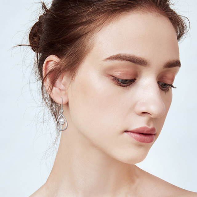 Teardrop and Pearl Drop Dangle Earrings for Women 925 Sterling Silver-1