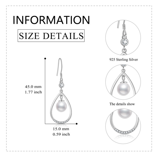 Tropfen- und Perlentropfen-Ohrhänger für Damen 925 Sterling Silber-4