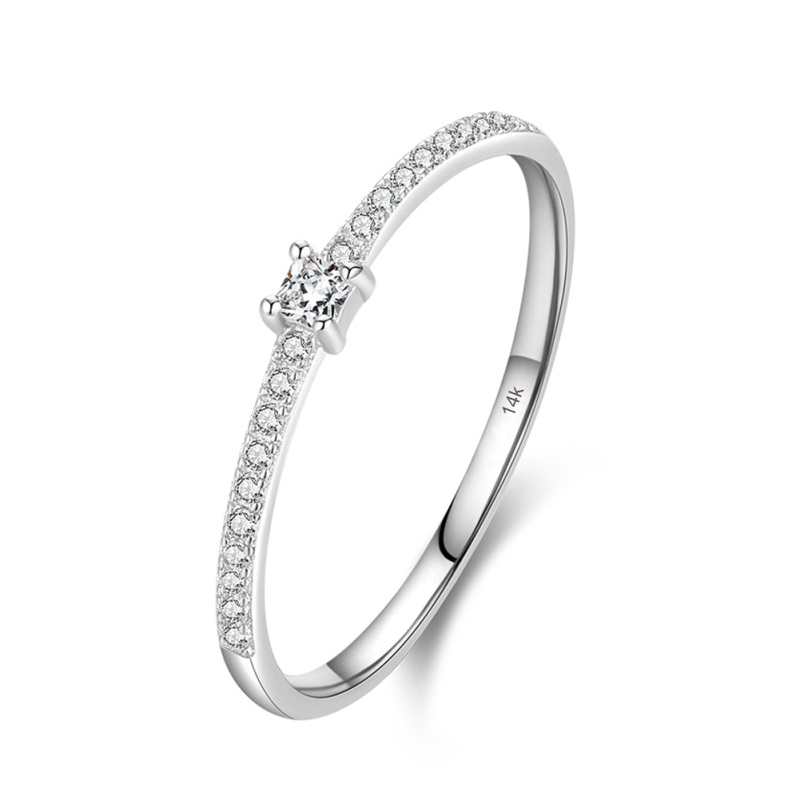 14K White Gold Circular Shaped Lab Created Diamond Wedding Ring