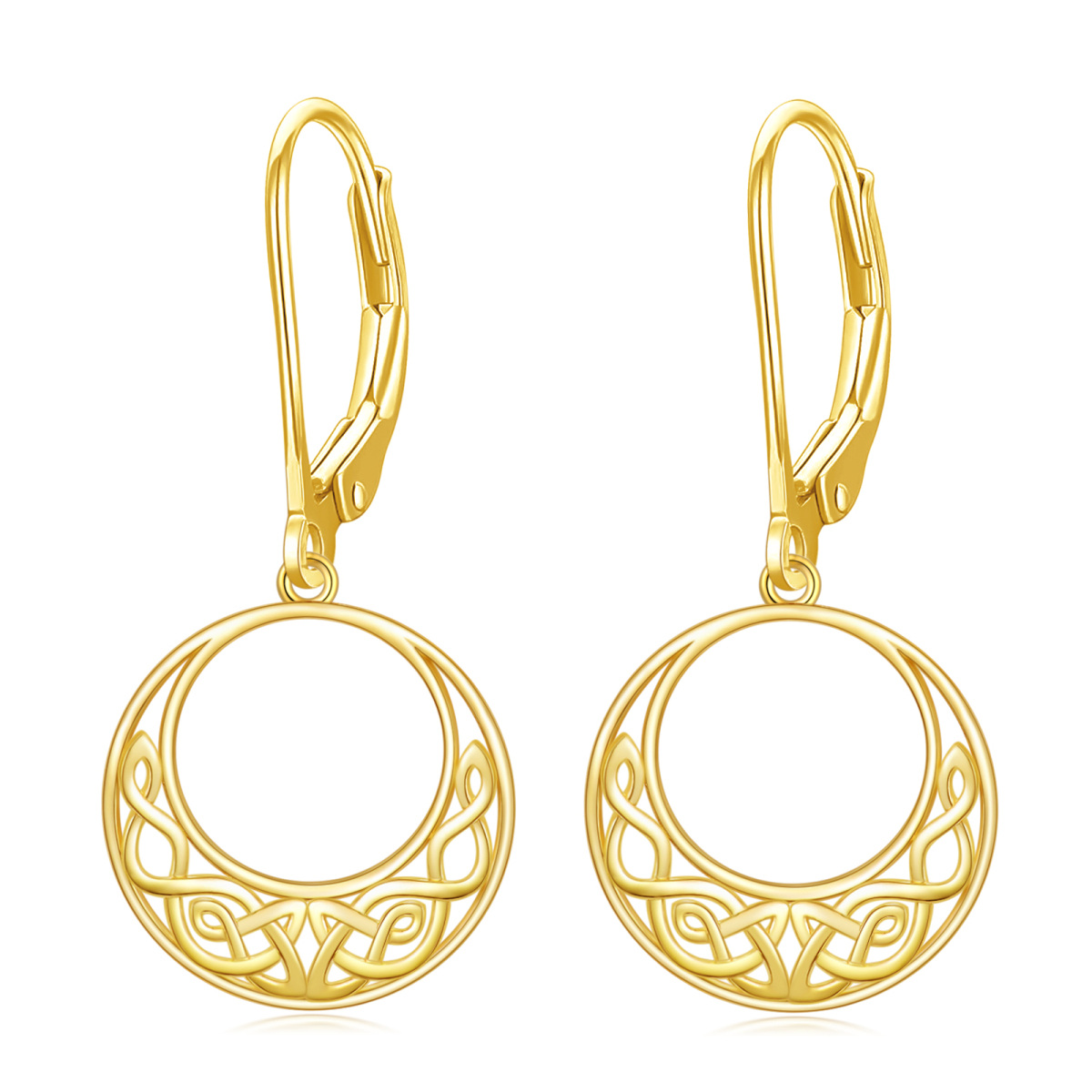 14K Gold Celtic Knot Drop Earrings-1