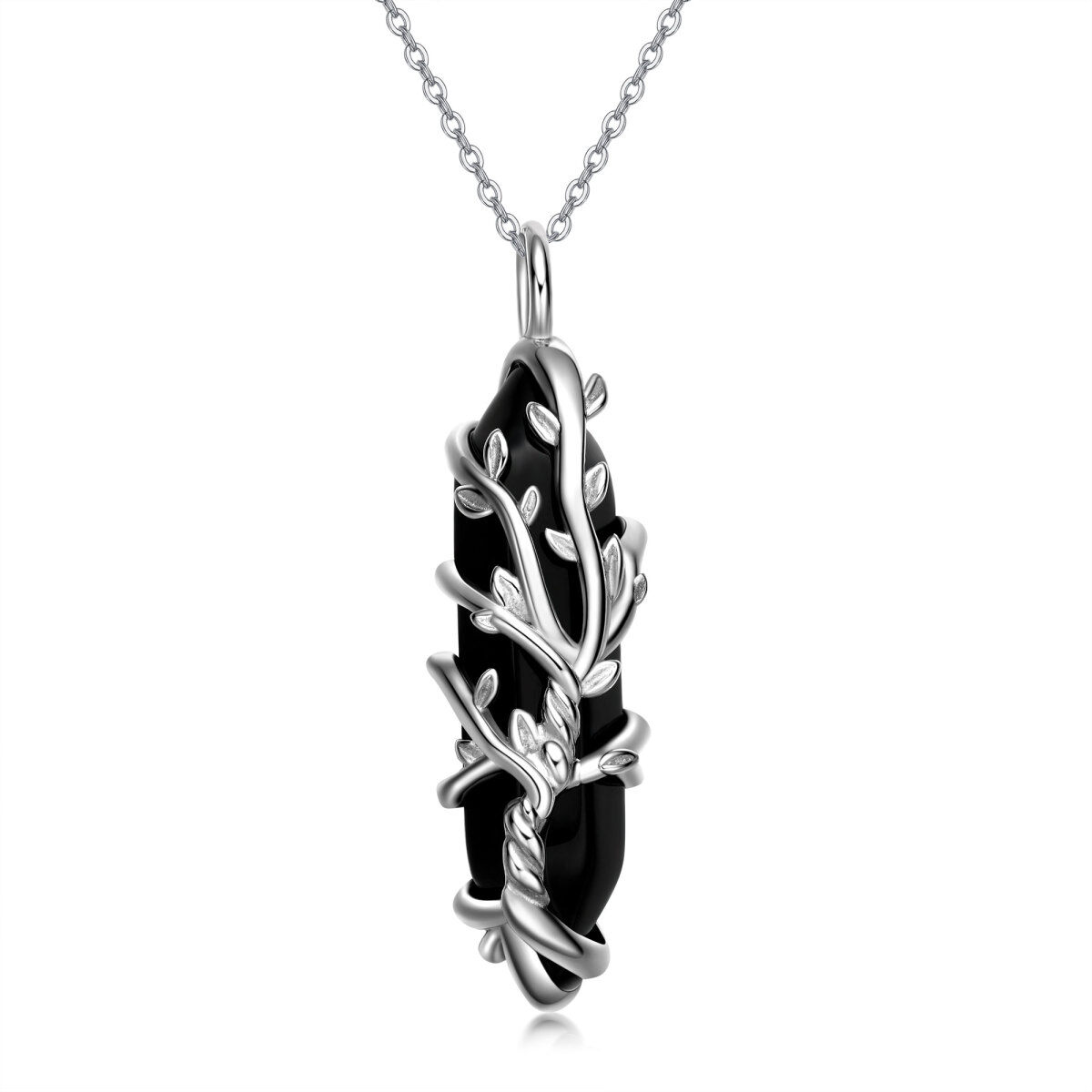 Sterling Silver Tree Of Life Crystal Pendant Necklace-1
