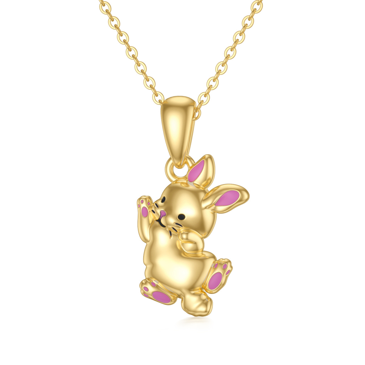 14K Gold Rabbit Pendant Necklace-1