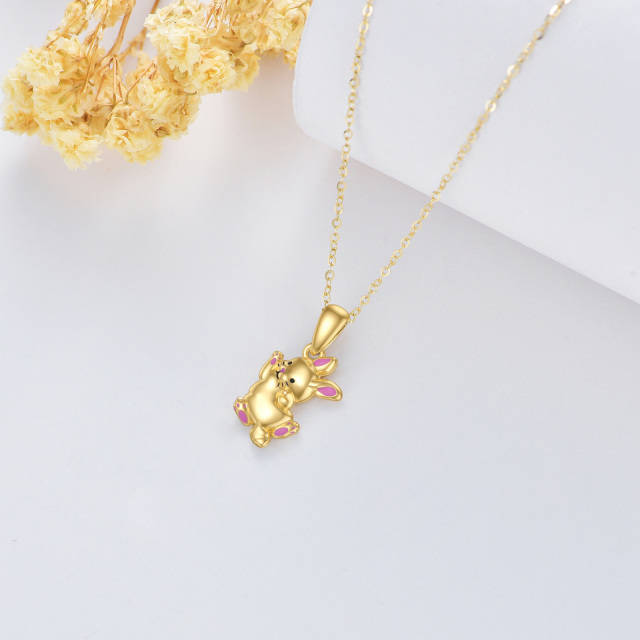 14K Gold Rabbit Pendant Necklace-2