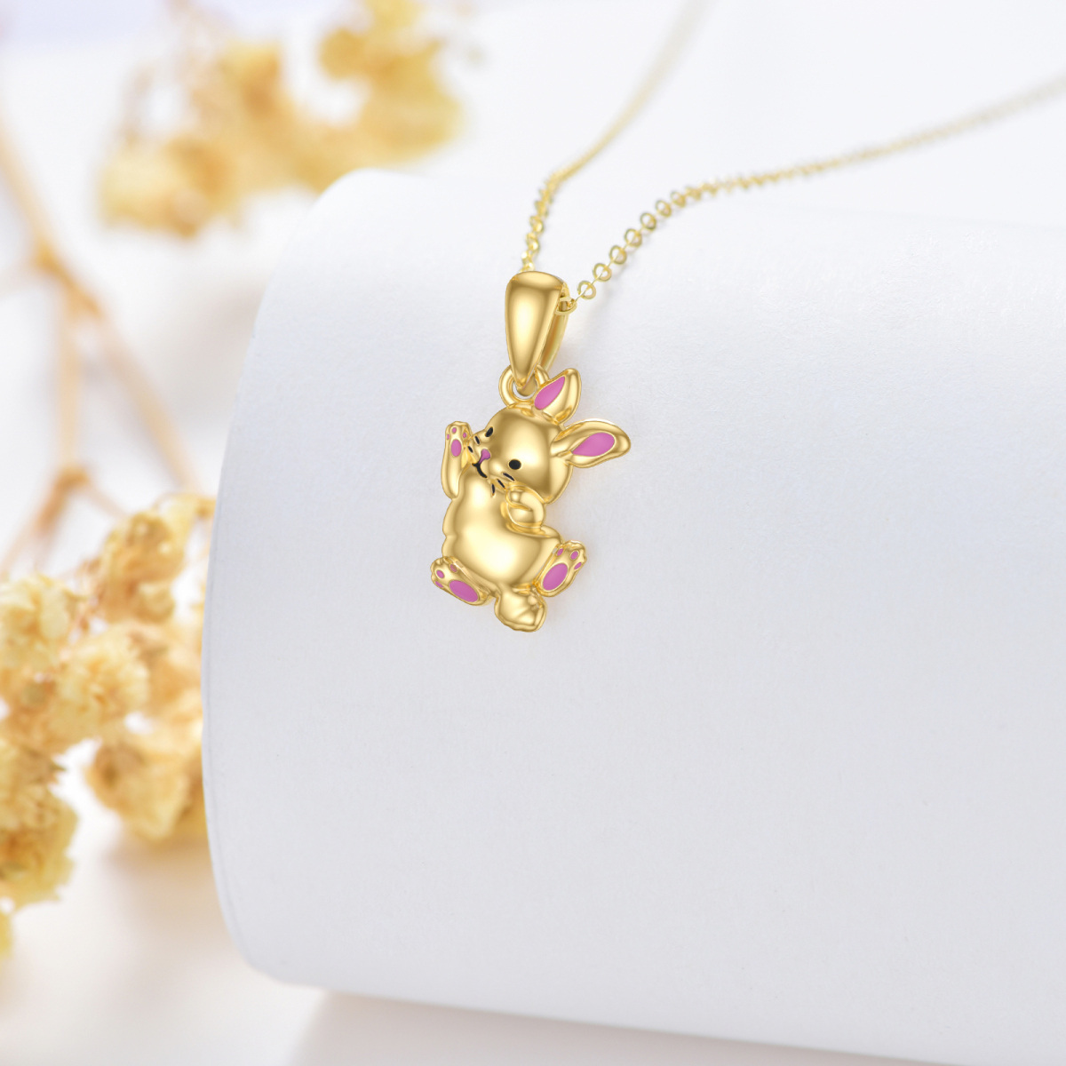 14K Gold Rabbit Pendant Necklace-4