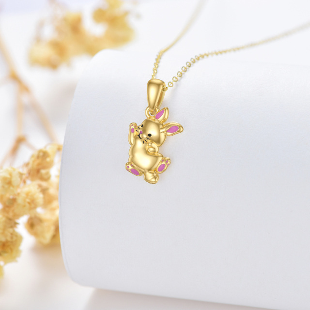 14K Gold Rabbit Pendant Necklace-3