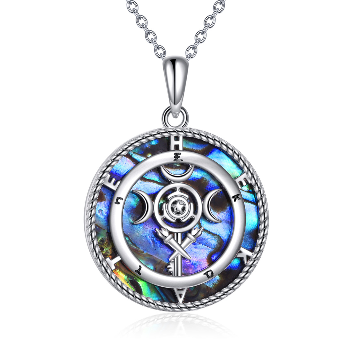 Collier en argent sterling avec pendentif Rune Viking en forme de coquillage abalone de fo-1