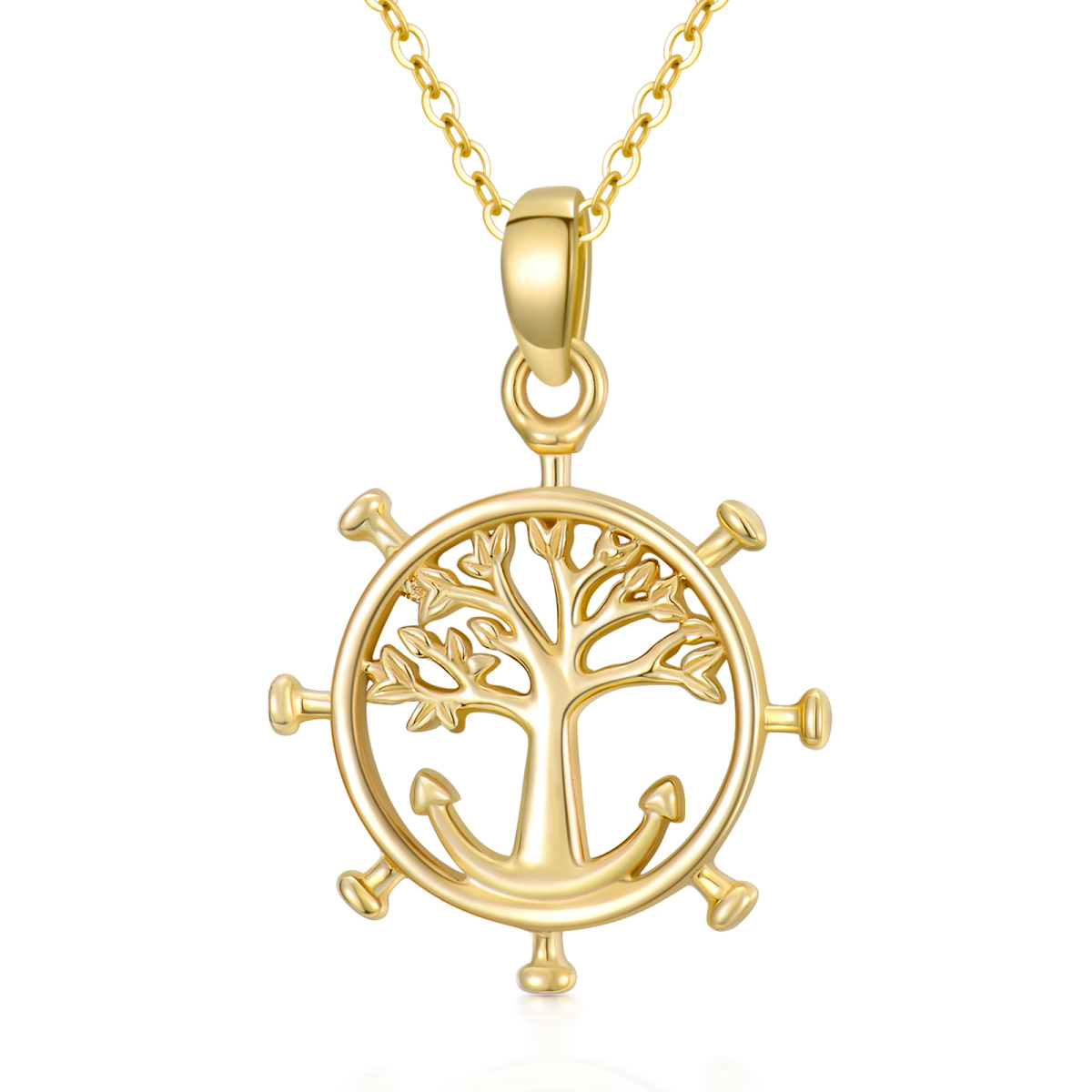 14K Gold Tree Of Life Pendant Necklace-1