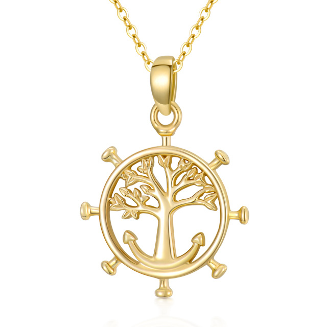 Collier avec pendentif en or 14K en forme d'arbre de vie-0