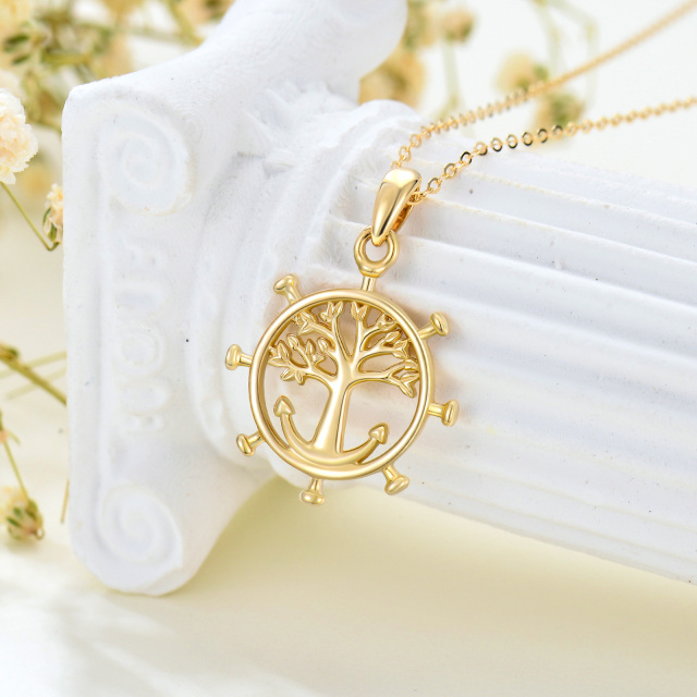 14K Gold Tree Of Life Pendant Necklace-2