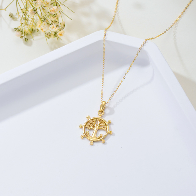 14K Gold Tree Of Life Pendant Necklace-3