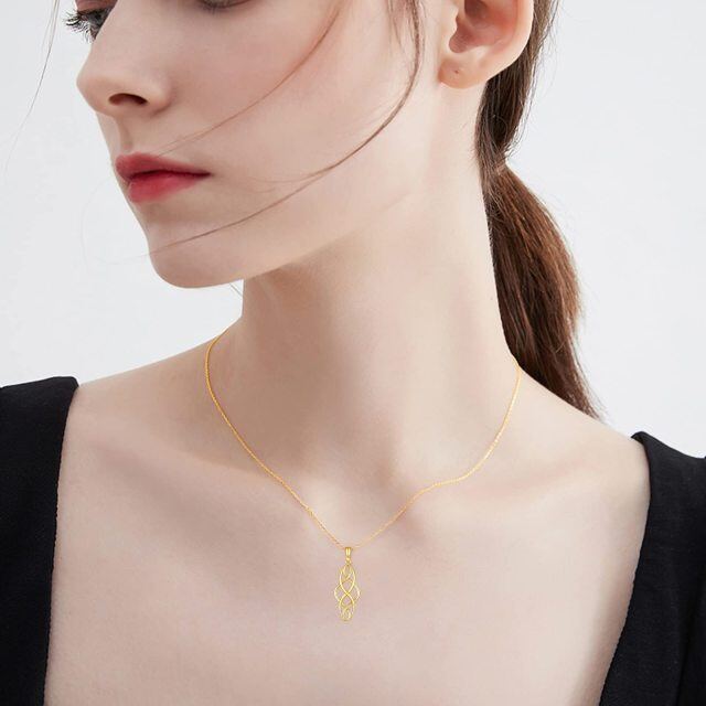 14K Gold Celtic Knot Pendant Necklace-2