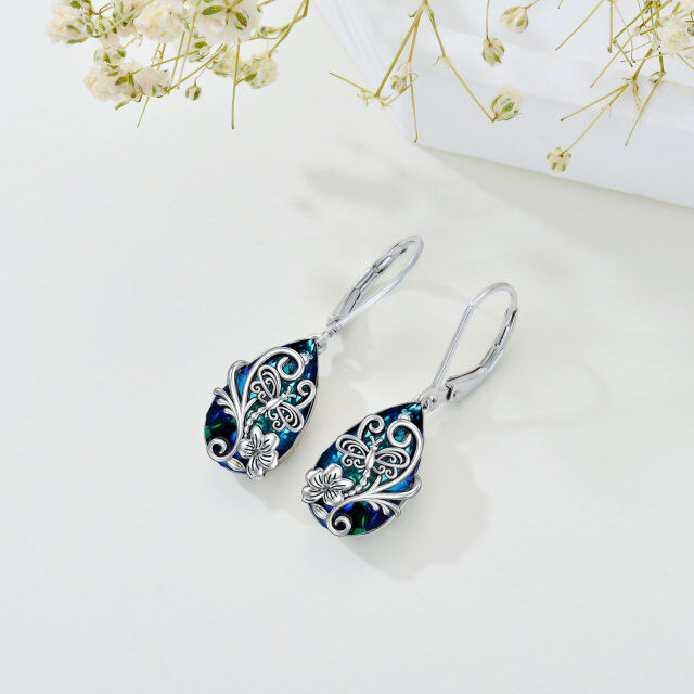 Boucles d'oreilles libellule en argent sterling avec cristaux et zircon cubique-3