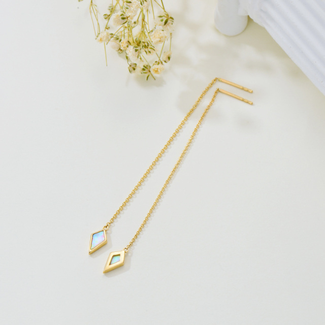 14k Solid Gold Opal Threader Triangle Drop Ohrringe Tägliche Geschenke für Frauen-1