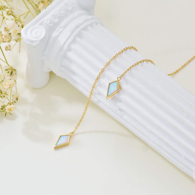 14k Solid Gold Opal Threader Triangle Drop Ohrringe Tägliche Geschenke für Frauen-2