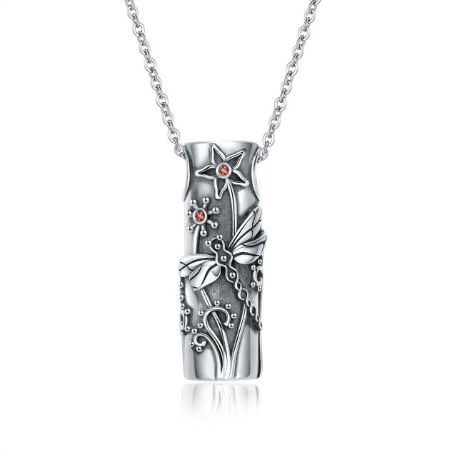 Collier en argent sterling pour cendres avec libellule en zircon cubique-2