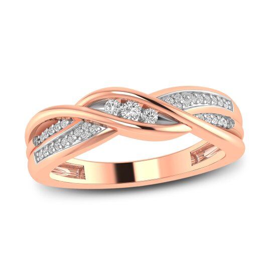 14K Rose Gold Circular Shaped Moissanite Personalized Engraving Wedding Ring