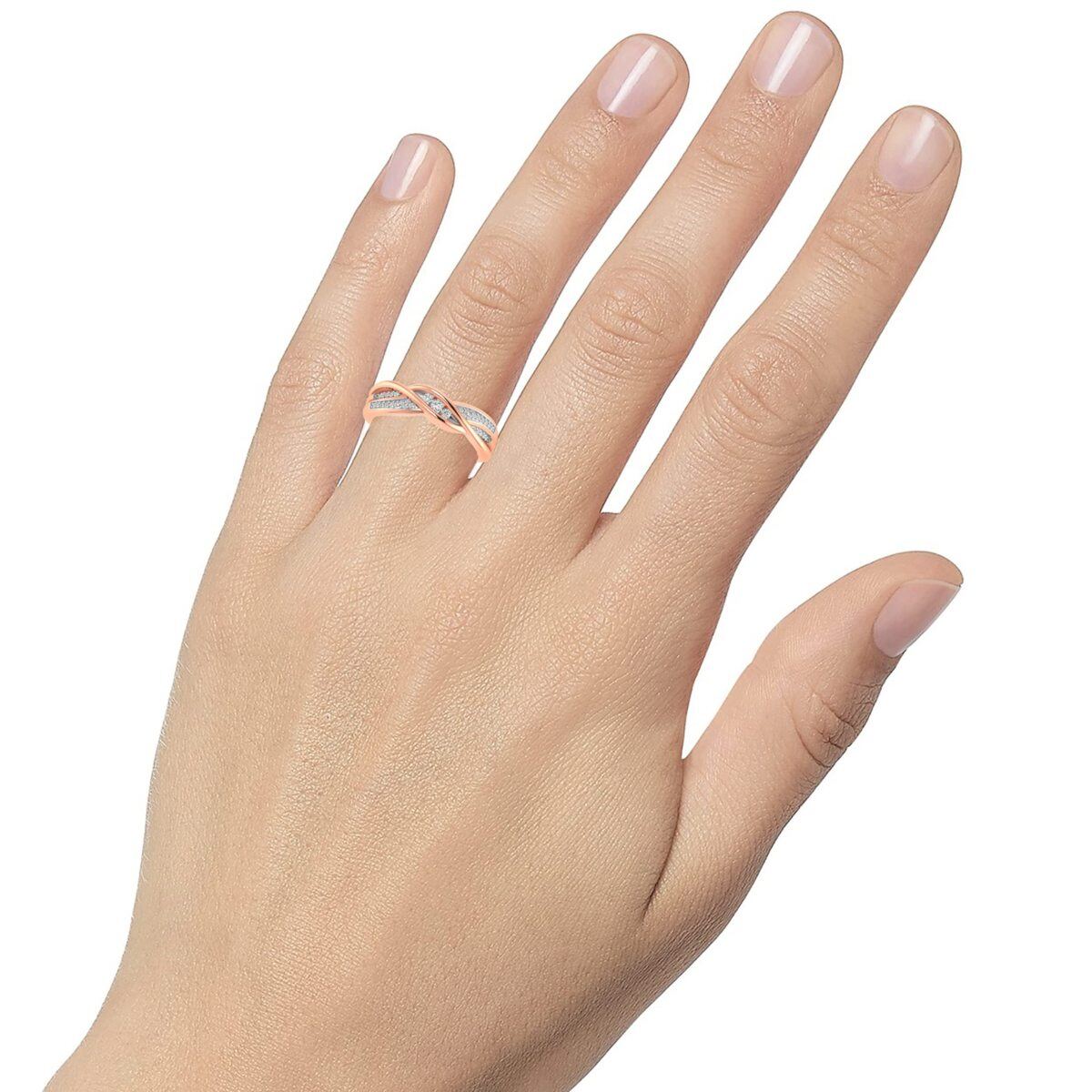 Anillo de bodas con grabado personalizado de moissanita en forma circular de oro rosa de 14 quilates-2