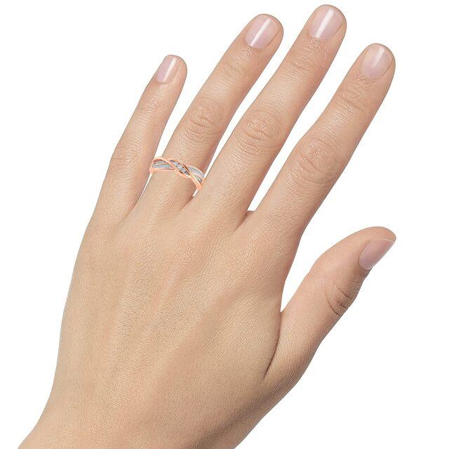 14K Rose Gold Circular Shaped Moissanite Personalized Engraving Wedding Ring-2