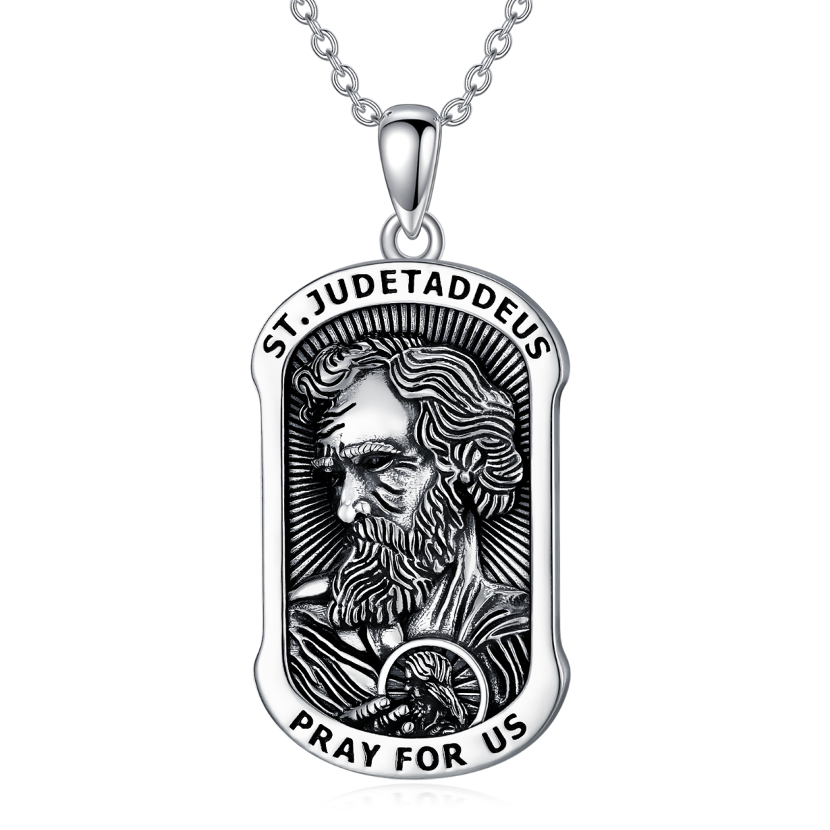 Sterling Silver Saint Jude Pendant Necklace for Men-1