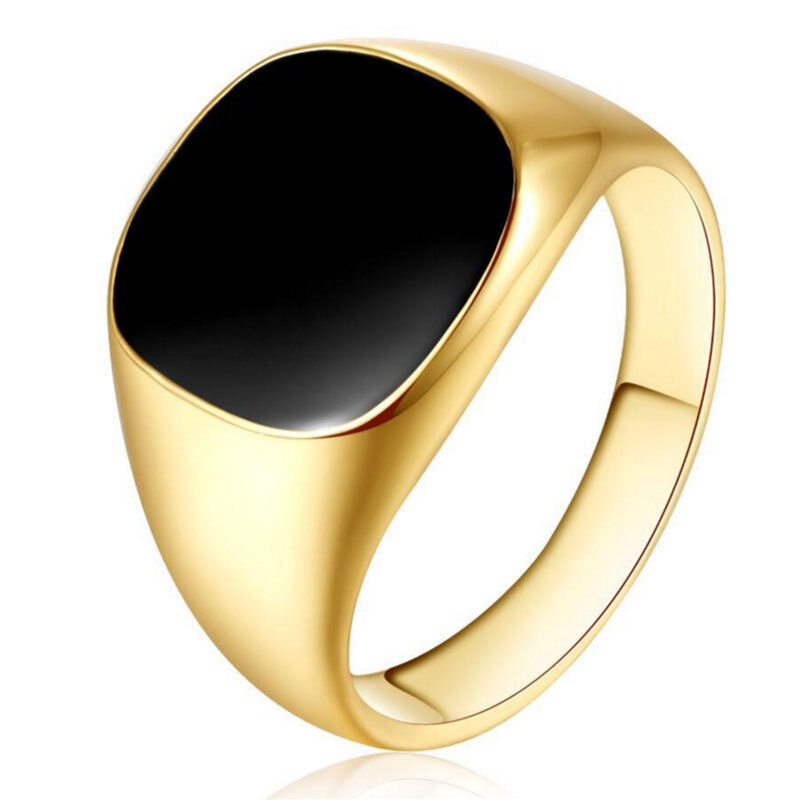 14K Gold Agate Circle Ring for Men-1