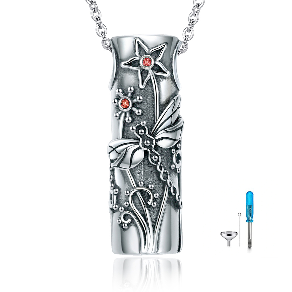 Collier en argent sterling pour cendres avec libellule en zircon cubique-1