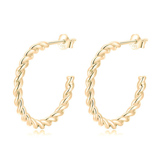 Sterling Silver with Yellow Gold Plated Hoop Earrings