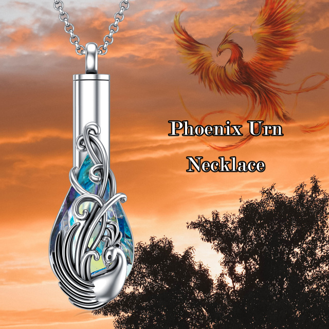Sterling Silver Crystal Phoenix Urn Necklace for Ashes-5