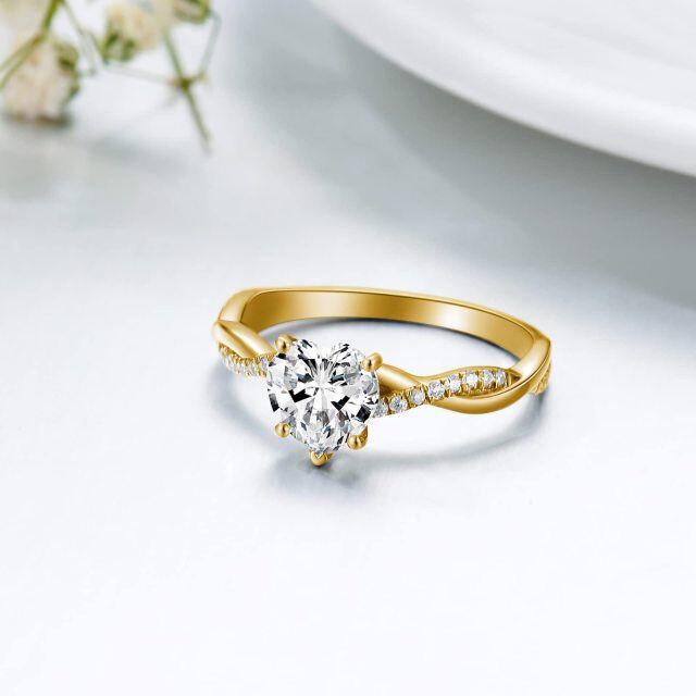 18K Gold Heart Shaped Moissanite Personalized Engraving & Infinity Symbol Engagement Ring-2