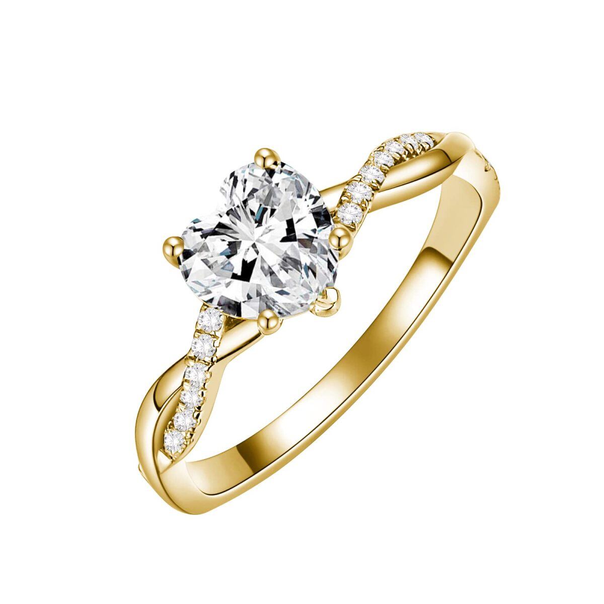 18K Gold Heart Shaped Moissanite Personalized Engraving & Infinity Symbol Engagement Ring-1